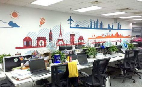 庆元教你设计办公室墙绘的方法。